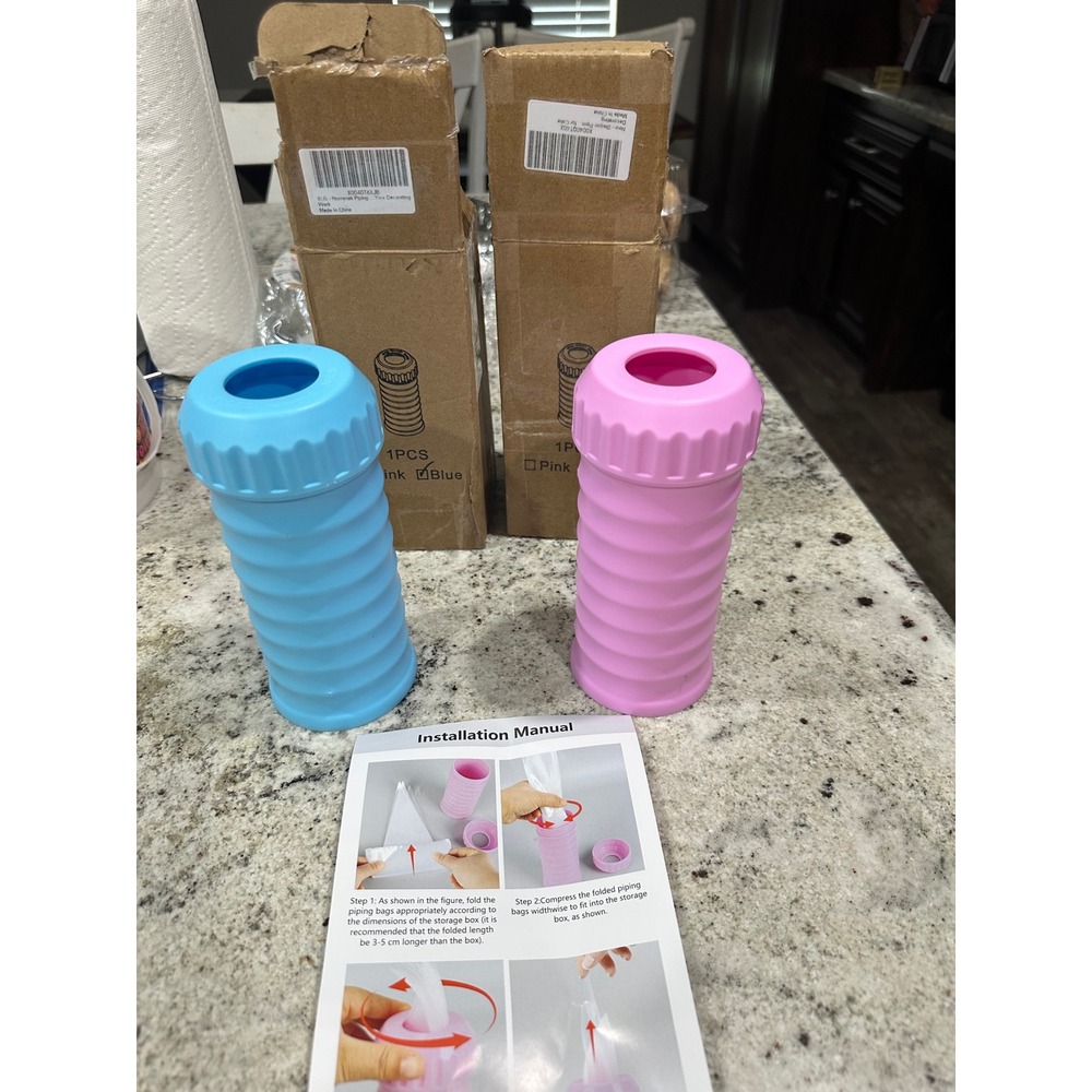 Unbranded Piping Bag‎ Holder Dispenser Set 2pc Pink Blue New Baking Tools